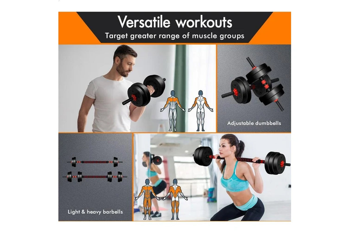 40Kg 6In1 Adjustable Dumbbell & Barbell & Kettlebell Set