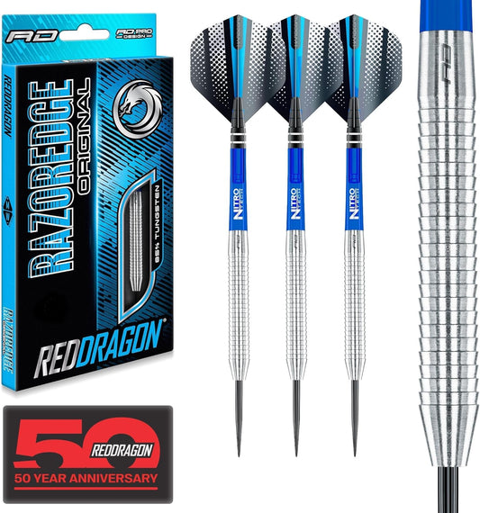 Razor Edge Original Tungsten Professional Darts Set with Flights and Nitrotech Shafts (Stems)