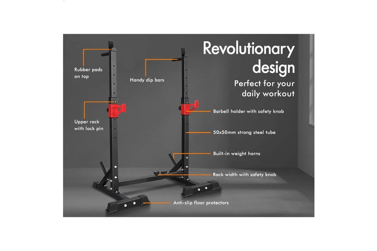 Adjustable Squat Rack Barbell Stand Weight Bench