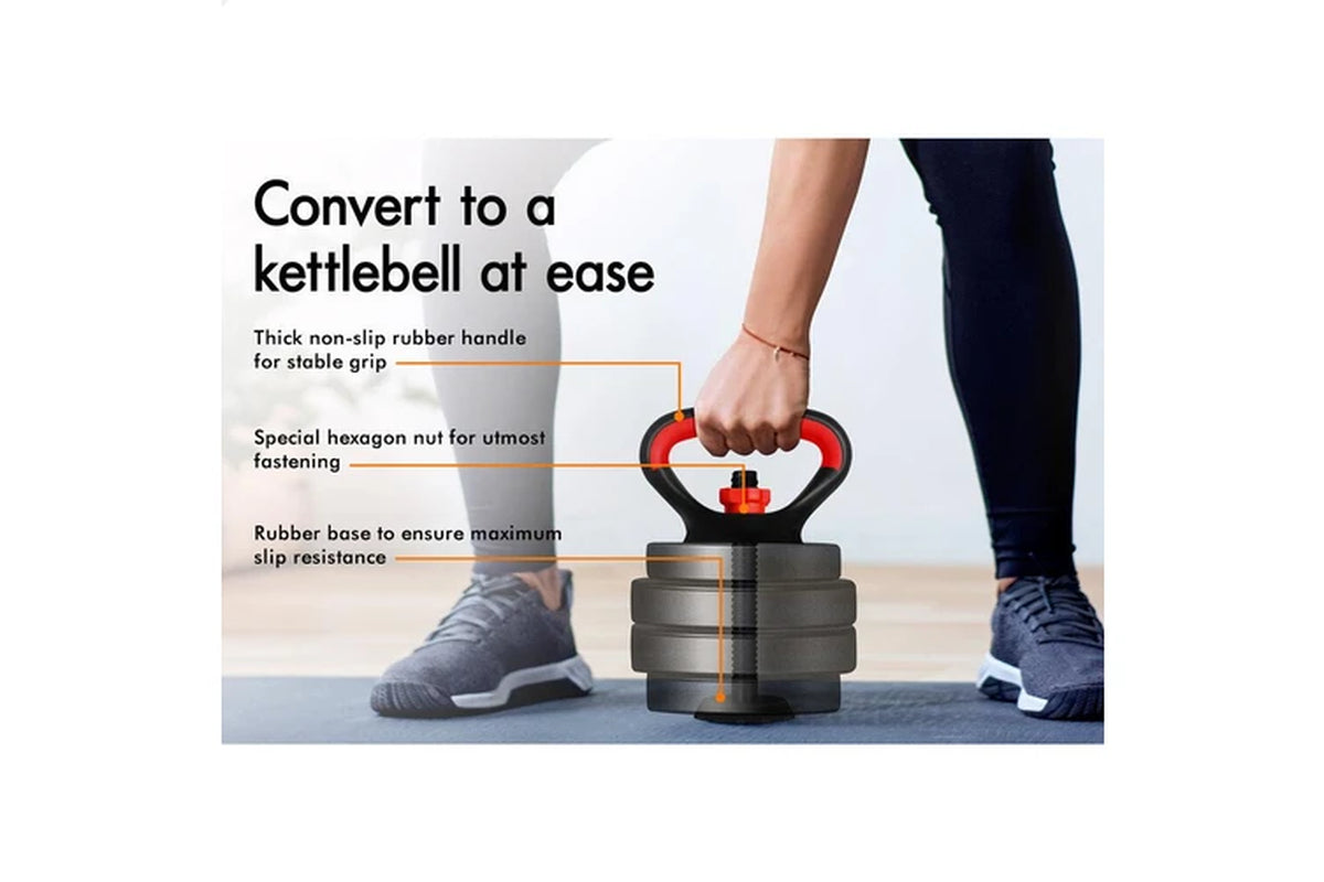 40Kg 6In1 Adjustable Dumbbell & Barbell & Kettlebell Set